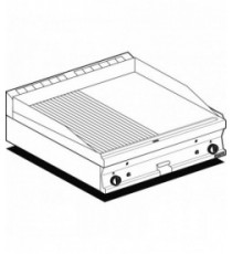 FRY-TOP 1/2 LISCIO +1/2 RIGATO CROMATO GAS Piastra cm 79,5x45