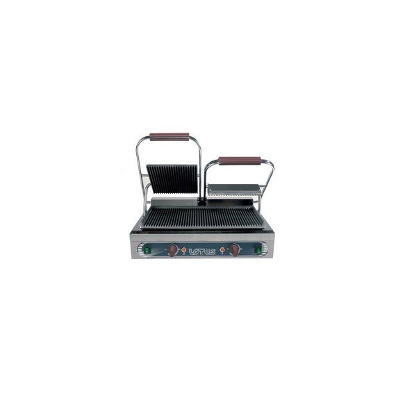 GRILL TOAST DOPPIO - Piastre rigate in ghisa cm. 48x23