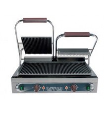 GRILL TOAST DOPPIO - Piastra rigata in ghisa cm. 48x23