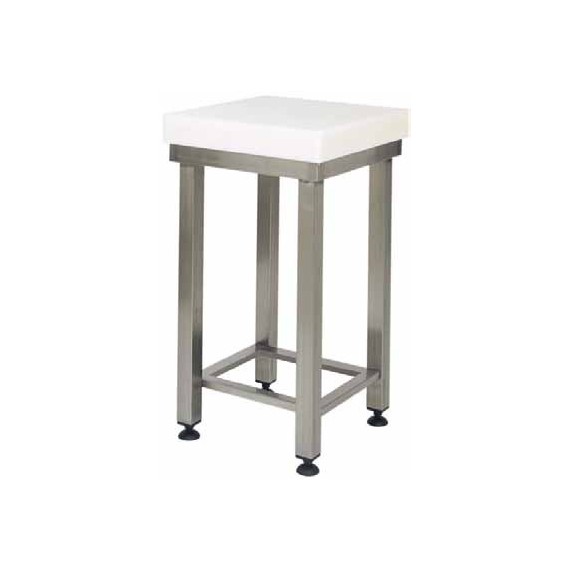 CEPPO IN POLIETILENE spessore 8cm, CON SGABELLO IN TUBOLARE ACCIAIO INOX cm50x70x90h