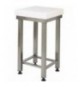 CEPPO IN POLIETILENE spessore 8cm, CON SGABELLO IN TUBOLARE ACCIAIO INOX cm70x70x90h