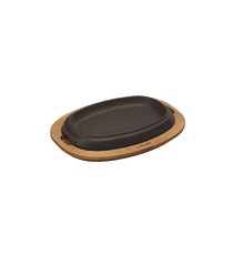 Piatto ghisa con vassoio in legno