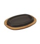 Piatto in ghisa 12,5x19 cm con vassoio in legno