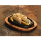 Piatto ghisa con vassoio in legno