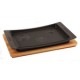Piatto ghisa con vassoio in legno