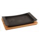 Piatto in ghisa 30x15 cm con vassoio in legno
