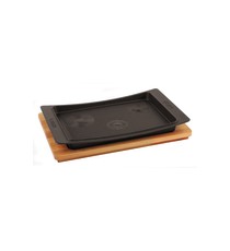 Piatto ghisa con vassoio in legno