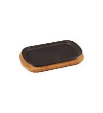 Piatto ghisa con vassoio in legno
