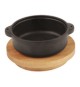 Casseruola in ghisa con supporto legno