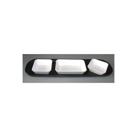 Vassoio rettangolare con set di 4 vaschette cm 23x29x2