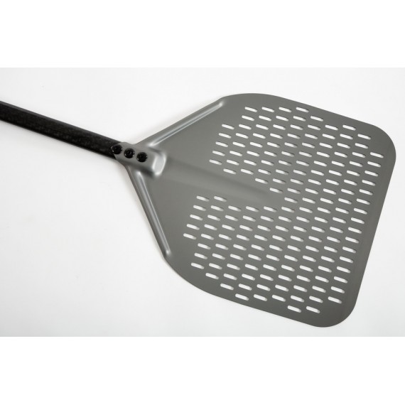 PALA PER PIZZA RETTANGOLARE FORATA CM.41x41 CARBON