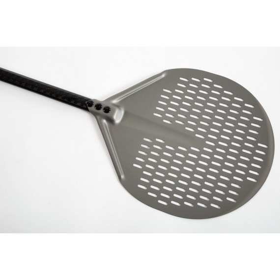 PALA PER PIZZA RETTANGOLARE FORATA CM.50x50 CARBON