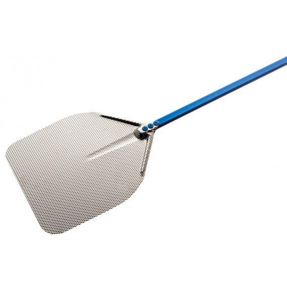 PALA PER PIZZA IN ACCIAIO INOX ALTO SCORRIMENTO RETTANGOLARE CM.33x33 MANICO 120 CM. AZZURRA