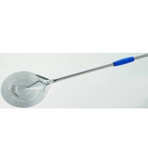 PALETTINO PER PIZZA ACCIAIO INOX FORATO CM.17 MANICO 75 CM. AZZURRA