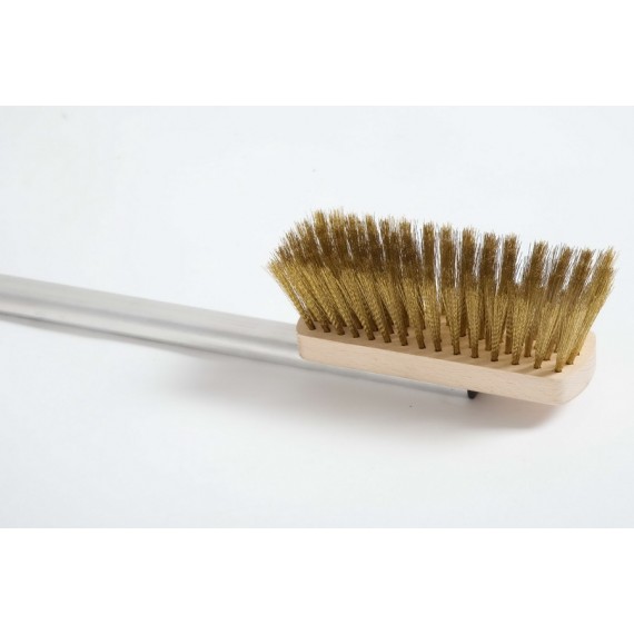 SPAZZOLA CON SETOLE IN OTTONE 16x5 CM. MANICO 120 CM. IN ACCIAIO