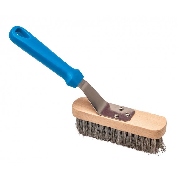 SPAZZOLA PER GRIGLIA CON SETOLE IN ACCIAIO INOX 14x4,5 CM.