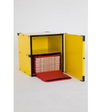 BOX RIGIDO PER TRASPORTO PIZZA CON RIPIANO CENTRALE PER 2 BORSE TERMICHE 40x60 CM.
