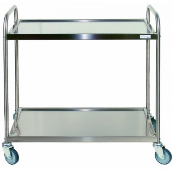 CARRELLO IN ACCIAIO INOX LINEA MENSA 2 CASSETTI 2 RIPIANI ESTRAIBILI 103x58x93 CM.