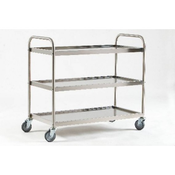 CARRELLO IN ACCIAIO INOX LINEA MENSA 2 RIPIANI NON REMOVIBILI 103x58x93 CM.