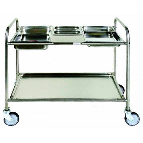 CARRELLO IN ACCIAIO INOX LINEA MENSA 3 RIPIANI NON REMOVIBILI 103x52x93 CM.