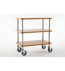 CARRELLO IN ACCIAIO INOX CON 2 RIPIANI IN LEGNO LAMINATO LINEA ASSO 40x70x78 CM.