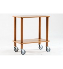 CARRELLO IN ACCIAIO INOX CON 3 RIPIANI IN LEGNO LAMINATO LINEA ASSO 40x70x78 CM.
