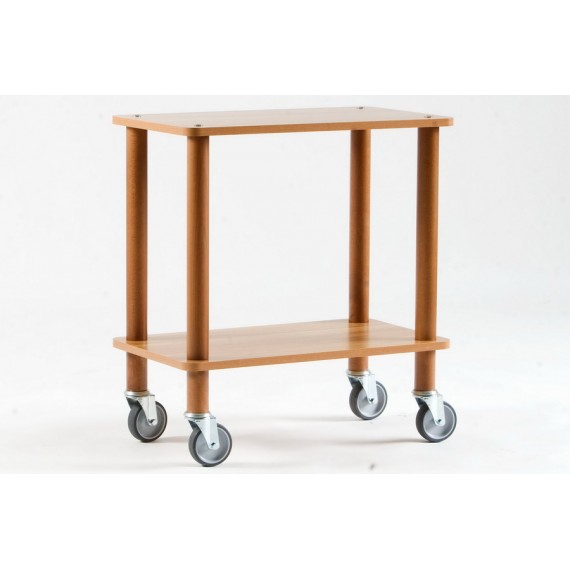 CARRELLO IN ACCIAIO INOX CON 3 RIPIANI IN LEGNO LAMINATO LINEA ASSO 40x70x78 CM.