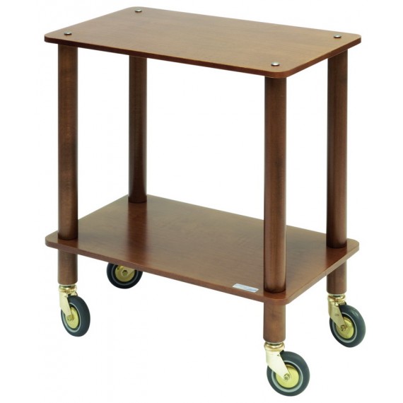 CARRELLO IN ACCIAIO INOX CON 3 RIPIANI IN LEGNO LAMINATO LINEA ASSO 40x70x78 CM.