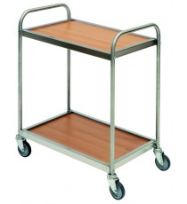 CARRELLO LEGNO MASSELLO CON 2  RIPIANI IN LEGNO LAMINATO LINEA ASSO 40x70x78 CM.