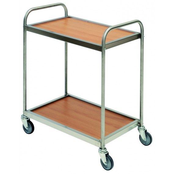 CARRELLO LEGNO MASSELLO CON 2  RIPIANI IN LEGNO LAMINATO LINEA ASSO 40x70x78 CM.
