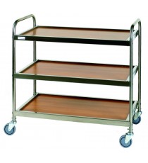 CARRELLO IN ACCIAIO INOX CON 2  RIPIANI IN LEGNO LAMINATO LINEA LAMINATO STANDARD 78x52x93 CM.