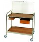 CARRELLO ACCIAIO INOX CON 1 CASSETTO 2 RIPIANI IN LEGNO LAMINATO CON CUPOLA  1 SUP. ESTR. LINEA LAMINATO STANDARD 98x52x93 CM.