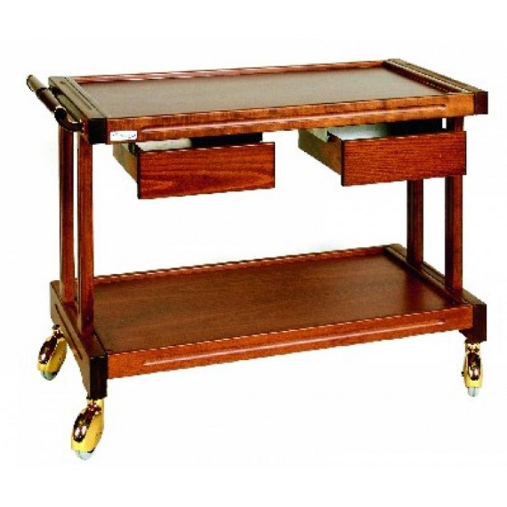 CARRELLO IN LEGNO MASSELLO 2 RIPIANI LINEA MASSELLO 106x50x83 CM.
