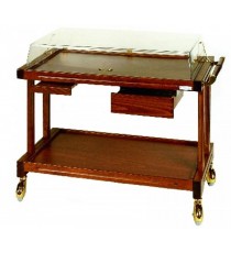 CARRELLO IN LEGNO MASSELLO 2 RIPIANI 1 CASSETTO LINEA MASSELLO 86x50x83 CM.