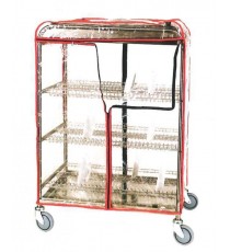 CARRELLO SCOLAPIATTI IN ACCIAIO INOX PER 186 PIATTI CON VASCA SUPERIORE SCOLABICCHIERI