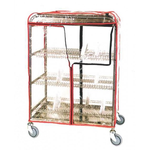 CARRELLO SCOLAPIATTI IN ACCIAIO INOX PER 186 PIATTI CON VASCA SUPERIORE SCOLABICCHIERI