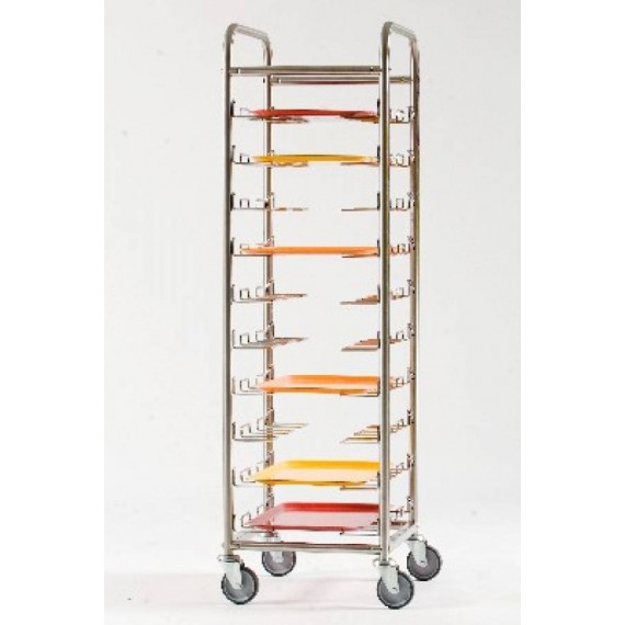CARRELLO RITIRO VASSOI IN ACCIAIO INOX 30 POSTI EURONORM 37x53 CM.
