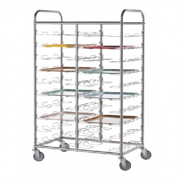 CARRELLO RITIRO VASSOI UNIVERSALE IN ACCIAIO INOX CROMATO 10 POSTI