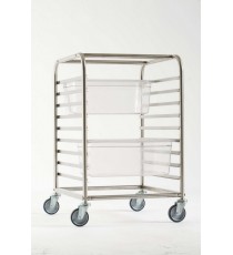 CARRELLO IN ACCIAIO INOX PER 9 TEGLIE GASTRONORM 1/1 H. 6,5 CM.