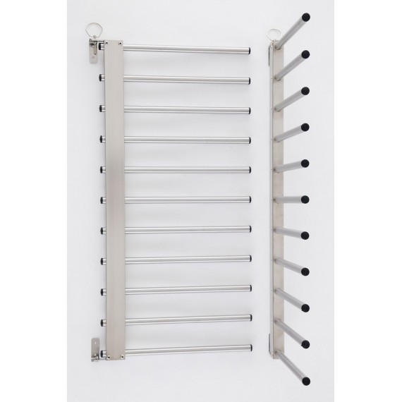 RASTRELLIERA PORTATEGLIE IN ACCIAIO INOX  PER 15 TEGLIE 60x40 CM. H. 10 CM.