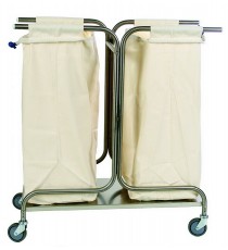 CARRELLO PORTABIANCHERIA IN ACCIAIO INOX 1 SACCO