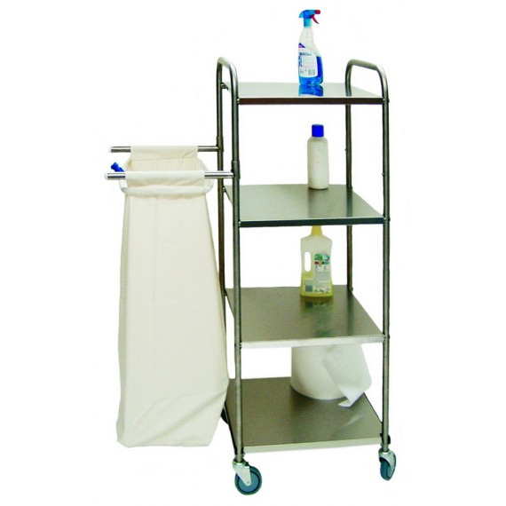 CARRELLO PORTABIANCHERIA IN ACCIAIO INOX 1 SACCO