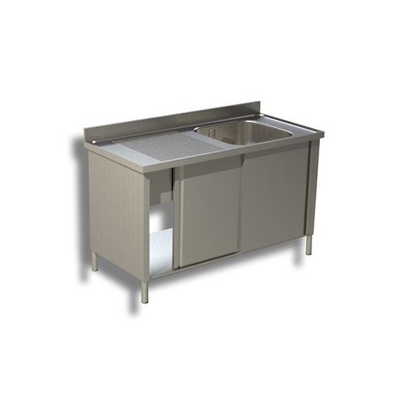 Lavatoio armadiato 1 vasca con sgocciolatoio sinistra e porte scorrevoli profondità 700mm