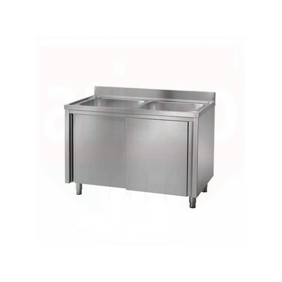 Lavatoio armadiato 2 vasche con porte scorrevoli profondità 700mm