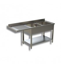 Lavatoio 2 vasche con sgocciolatoio destro vano lavastoviglie e ripiano profondità 700mm