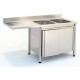 Lavatoio armadiato 2 vasche con sgocciolatoio sinistro vano lavastoviglie e porte scorrevoli profondità 600mm