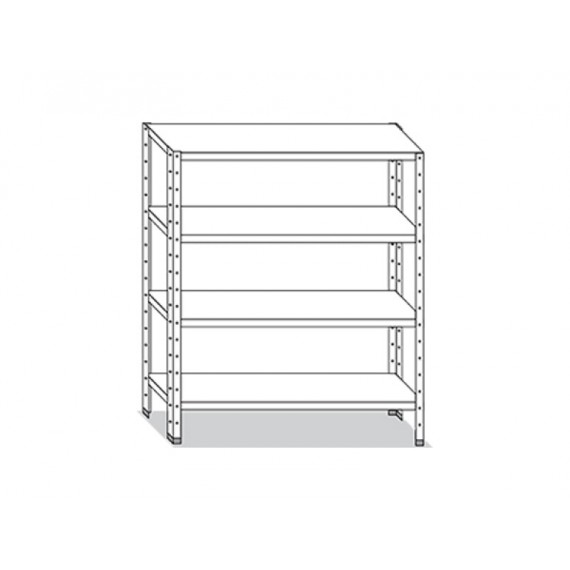 Scaffale liscio con 4 ripiani profondità 400mm e altezza 1800mm