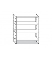 Scaffale liscio con 4 ripiani profondità 500mm e altezza 1800mm