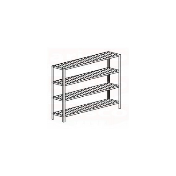 Scaffale forato con 4 ripiani profondità 600 altezza 1600mm