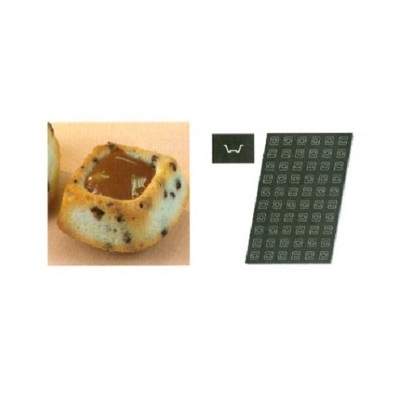 Stampo Flessibile Cm 60x40 Mini Savarin Quadrati In Silicone